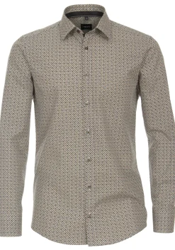 VENTI modern fit overhemd, popeline, geel dessin