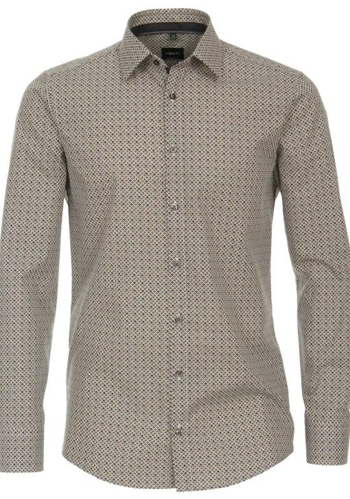 VENTI modern fit overhemd, popeline, geel dessin