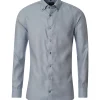 VENTI modern fit overhemd, dobby, bruin met blauw mini dessin