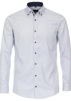 VENTI modern fit overhemd, structuur, blauw
