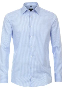VENTI modern fit overhemd, twill, blauw met wit geruit