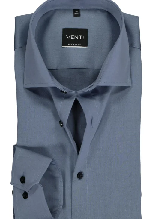 VENTI modern fit overhemd, twill, grijsblauw