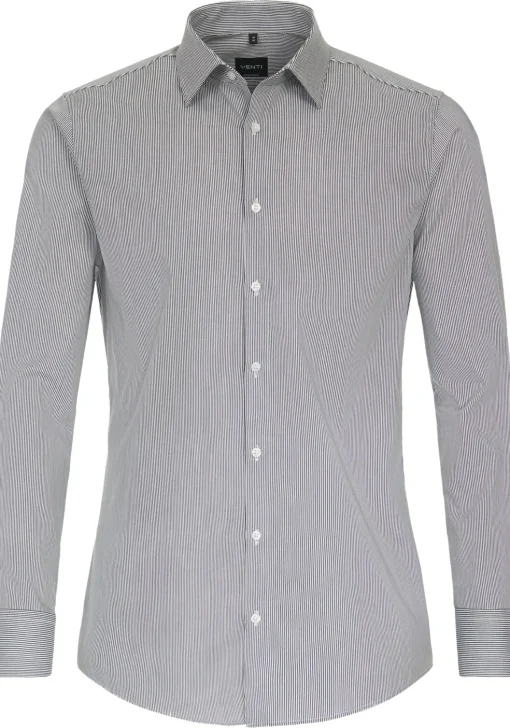 VENTI modern fit overhemd, twill, zwart gestreept