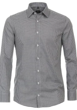 VENTI modern fit overhemd, twill, zwart met wit geruit