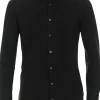 VENTI modern fit overhemd, jersey, zwart