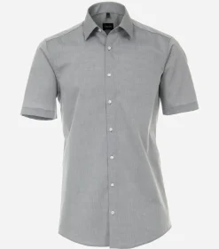 VENTI modern fit overhemd, korte mouw, popeline, grijs