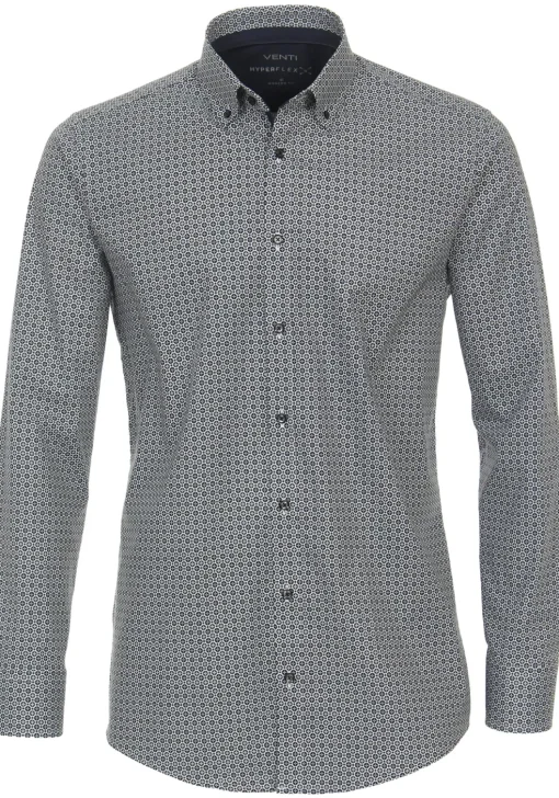 VENTI modern fit overhemd, popeline, blauw dessin