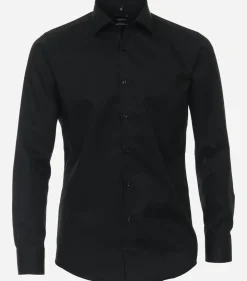 VENTI modern fit overhemd, mouwlengte 7, twill, zwart