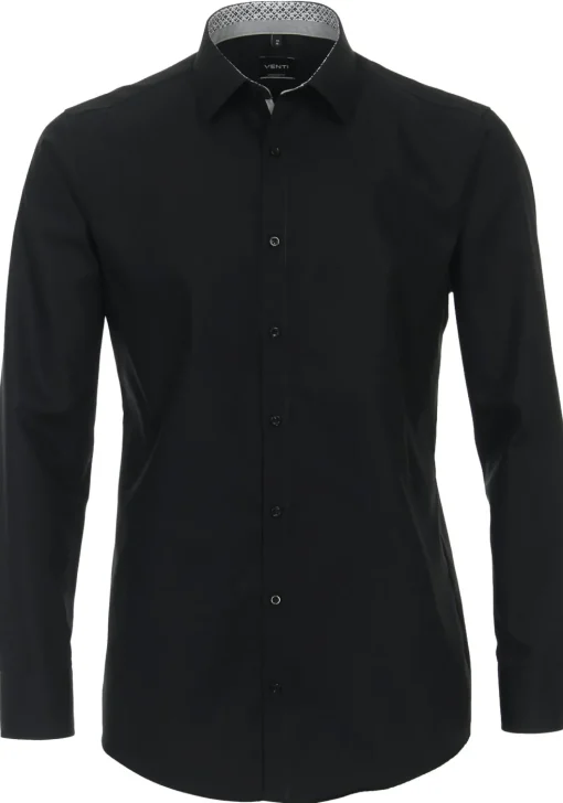 VENTI modern fit overhemd, mouwlengte 72 cm, popeline, zwart