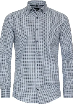 VENTI modern fit overhemd, popeline, blauw dessin