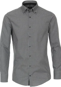 VENTI modern fit overhemd, popeline, zwart met wit geruit