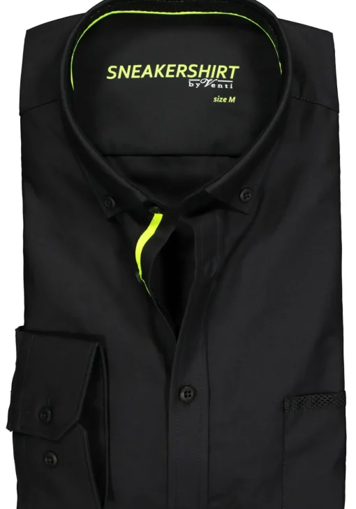 VENTI modern fit overhemd, zwart (neon contrast)