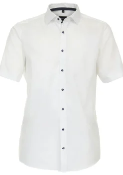 VENTI modern fit overhemd, korte mouw, dobby, wit