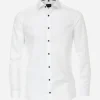 VENTI modern fit overhemd, popeline, wit met dubbele manchet