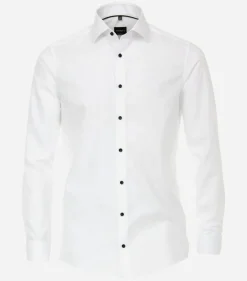 VENTI modern fit overhemd, popeline, wit met dubbele manchet