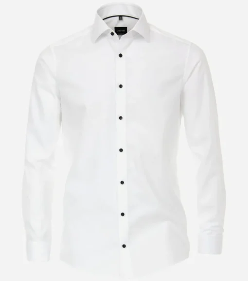 VENTI modern fit overhemd, popeline, wit met dubbele manchet