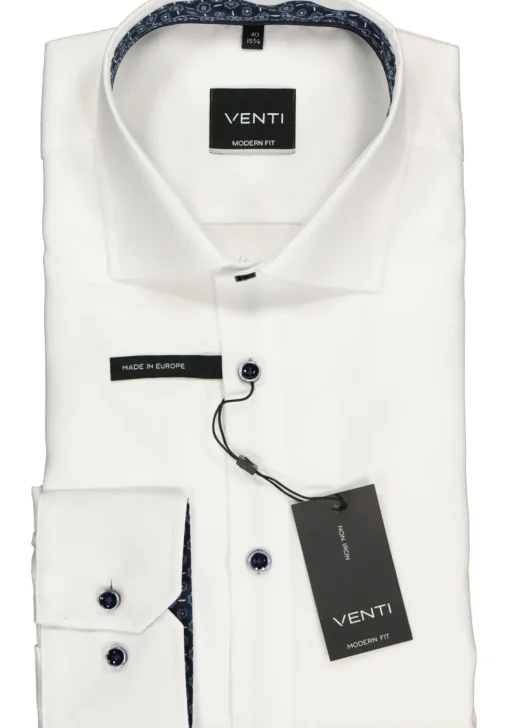 VENTI modern fit overhemd, wit structuur (contrast)