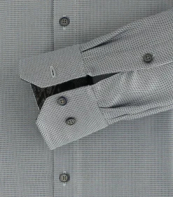 VENTI modern fit overhemd, dobby, bruin met blauw mini dessin
