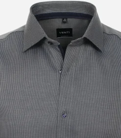 VENTI modern fit overhemd, dobby, groen, wit, blauw mini dessin
