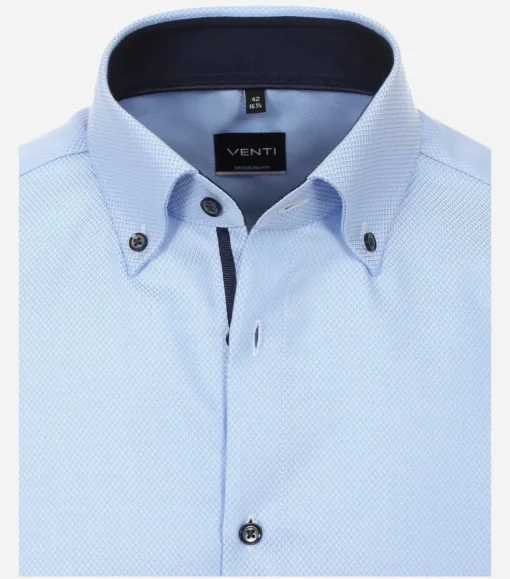 VENTI modern fit overhemd, dobby, blauw