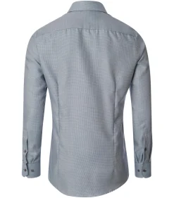 VENTI modern fit overhemd, dobby, bruin met blauw mini dessin