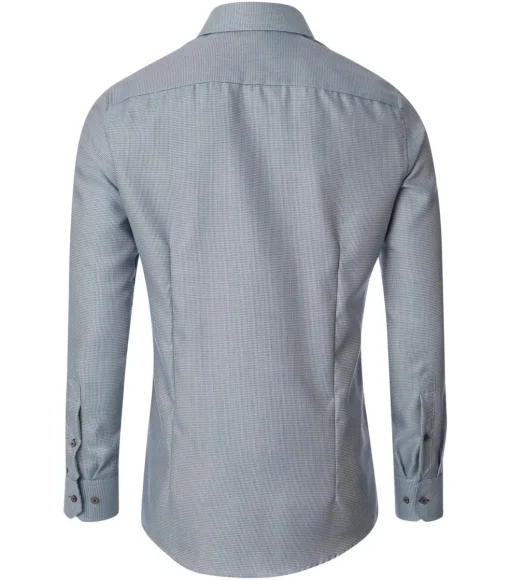 VENTI modern fit overhemd, dobby, bruin met blauw mini dessin
