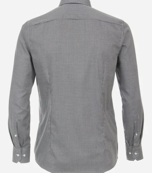 VENTI modern fit overhemd, twill, zwart met wit geruit