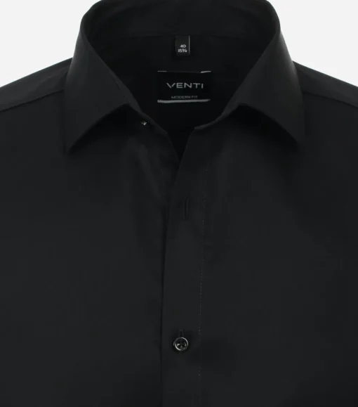 VENTI modern fit overhemd, mouwlengte 7, twill, zwart