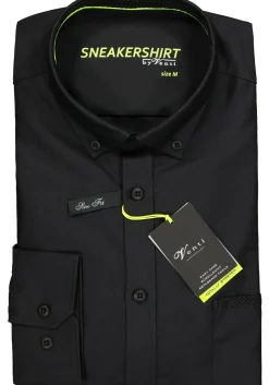 VENTI modern fit overhemd, zwart (neon contrast)