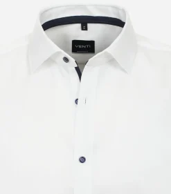 VENTI modern fit overhemd, korte mouw, dobby, wit