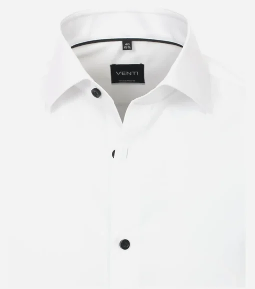 VENTI modern fit overhemd, popeline, wit met dubbele manchet