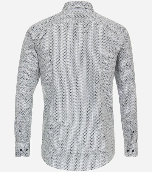 VENTI modern fit overhemd, popeline, blauw, wit, grijs dessin