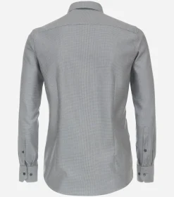 VENTI modern fit overhemd, dobby, bruin met blauw mini dessin