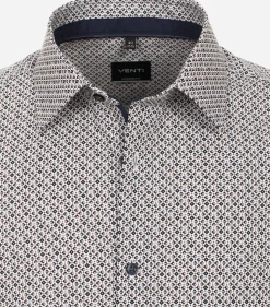 VENTI modern fit overhemd, popeline, bruin dessin