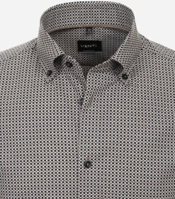 VENTI modern fit overhemd, popeline, bruin dessin