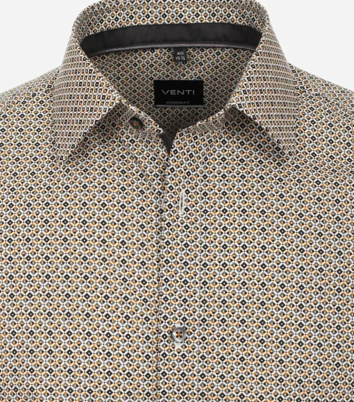 VENTI modern fit overhemd, popeline, geel dessin