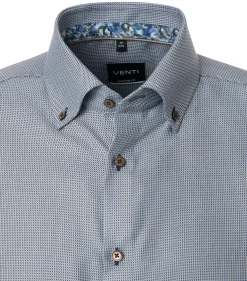 VENTI modern fit overhemd, dobby, bruin met blauw mini dessin