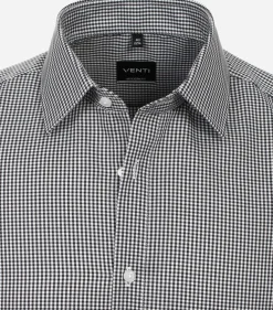 VENTI modern fit overhemd, twill, zwart met wit geruit