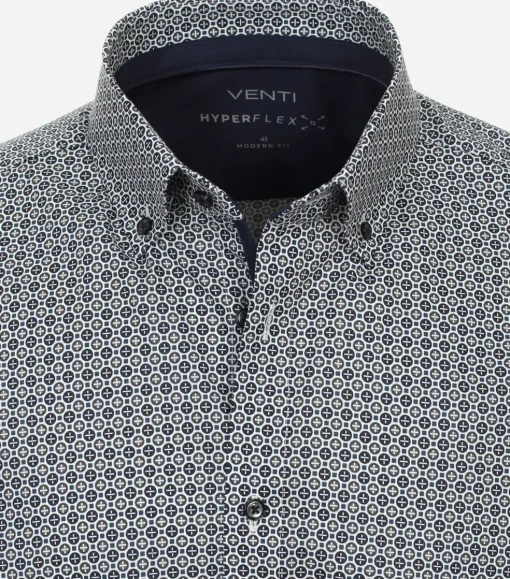 VENTI modern fit overhemd, popeline, blauw dessin