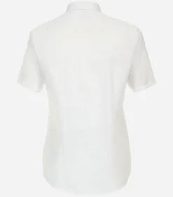 VENTI modern fit overhemd, korte mouw, dobby, wit