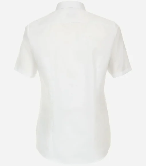 VENTI modern fit overhemd, korte mouw, dobby, wit