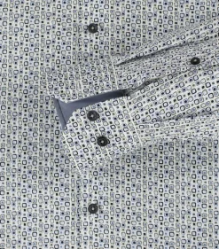 VENTI modern fit overhemd, popeline, blauw, wit, grijs dessin
