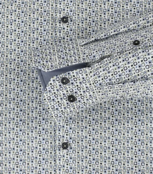 VENTI modern fit overhemd, popeline, blauw, wit, grijs dessin