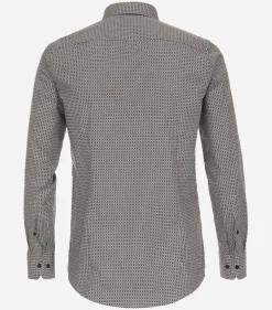 VENTI modern fit overhemd, popeline, bruin dessin