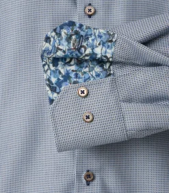 VENTI modern fit overhemd, dobby, bruin met blauw mini dessin