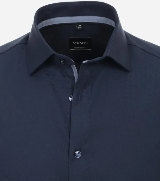VENTI modern fit overhemd, structuur, blauw