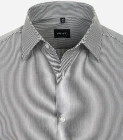 VENTI modern fit overhemd, twill, zwart gestreept