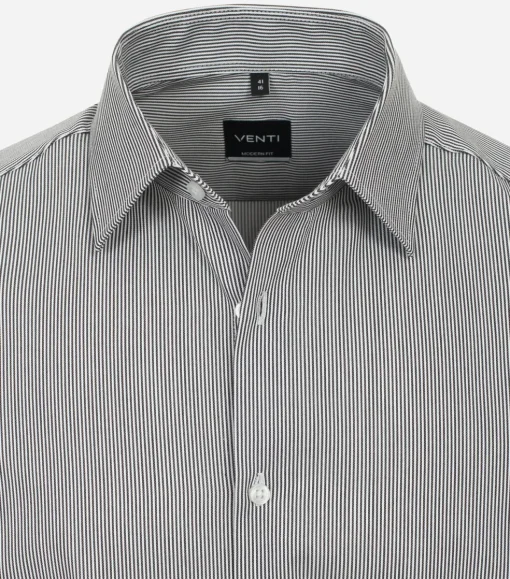 VENTI modern fit overhemd, twill, zwart gestreept