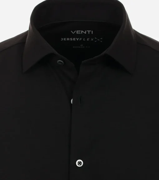 VENTI modern fit overhemd, jersey, zwart
