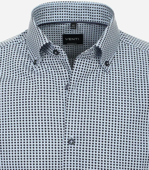 VENTI modern fit overhemd, popeline, blauw dessin
